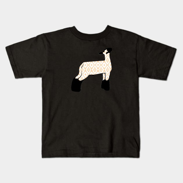 Rustic Yellow Aztec Market Wether Lamb Silhouette 1 - NOT FOR RESALE WITHOUT PERMISSION Kids T-Shirt by l-oh